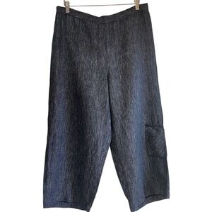 Habitat linen cropped wide leg pull on casual pants size L excellent condition